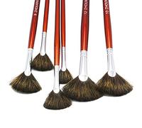 Lot de 6 pinceaux en forme d'éventail en forme de queue de vison de haute qualité pour aquarelle, gouache, peinture acrylique