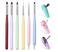 Lot de 6 pinceaux pour nail art - Avec pinceau pour vernis à ongles - Pour nail art, doublure, ovale, Filbert, éventail, salon de manucure et bricolage à domicile