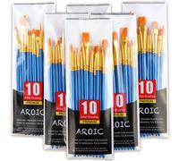 Lot de 6 pinceaux pour peinture acrylique, 60 pi?ces, pinceaux ? poils en nylon pour tous les types de peinture
