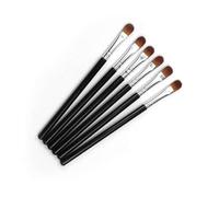 Lot de 6 pinceaux professionnels noirs pour ombre à paupières - Pinceaux courts et plats pour maquillage des yeux avec poils denses arrondis naturels