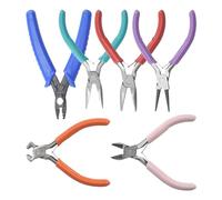 Lot de 6 pinces à bijoux, kit d'outils de fabrication de bijoux pour collier, bracelet, boucles d'oreilles, pince à nez, coupe-fil, pince à sertir, pince à bec courbe, pince à bout pour perles