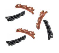 Lot de 6 pinces à cheveux double couche torsadées noires et marron - Outil de beauté - Accessoire pour cheveux