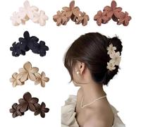 Lot de 6 pinces à cheveux en forme de fleur - Grandes pinces à cheveux de 11,4 cm pour cheveux épais, grandes pinces à cheveux mates, pinces à cheveux en forme de fleur, cadeau d'anniversaire, de