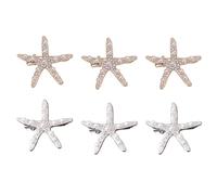 Lot De 6 Pinces À Cheveux En Forme D'Étoile De Mer, Pinces À Cheveux En Perles Et Strass, Accessoires Pour Cheveux De Sirène, Accessoires Pour Cheveux De Mariée