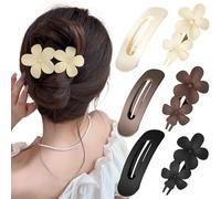 Lot de 6 pinces à cheveux plates ergonomiques incurvées pour cheveux épais, fins et bouclés, tons de terre pour allonger, conduire, accessoires de cheveux avec forte tenue pour femmes et filles
