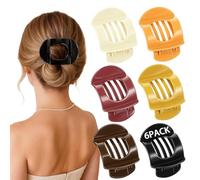 Lot de 6 pinces à cheveux plates, pinces à cheveux pour femme, à bec de canard mat, mandarine, beige, noir, brun pour épais, fin, bouclé long