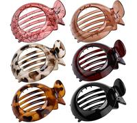Lot de 6 pinces à cheveux plates pour femme, 9,4 cm, grandes pinces à cheveux rondes antidérapantes pour cheveux épais et fins