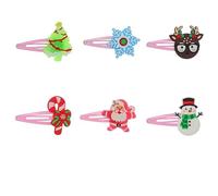 Lot de 6 pinces à cheveux pour fête de Noël - Élastiques à cheveux Père Noël, bonhomme de neige, anneaux d'arbre, bracelets festifs