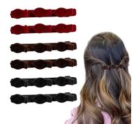 Lot de 6 pinces à cheveux tressées rétro pour femme, multi-couches creuses avec texture floquée, accessoires pour cheveux épais et fins (rouge, noir, café)