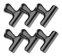 Lot de 6 pinces à frites en acier inoxydable noir pour sachets alimentaires, pinces à sachets pour aliments, pinces hermétiques pour cuisine, pinces à collation