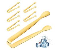 Lot de 6 pinces à glace en acier inoxydable - Pince à glaçons - Pince à sucre - Pince à sucre - Pince à sucre - Pince à glace - Longue - Or - Pour mariage, fête, bar, buffet