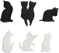Lot de 6 pinces à sachets de thé en silicone résistant à la chaleur en forme de chat de dessin animé réutilisables pour sacs, boissons, accessoires de thé, dessous de verre pour sachets de thé