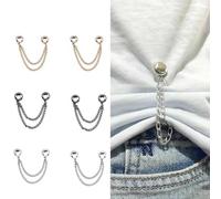 Lot de 6 pinces à vêtements, 10,2 x 7,1 cm en métal avec chaîne pour longueur réglable, ajusteur de longueur réutilisable pour pantalons et t-shirts, outil de modification de garde-robe portable, pour