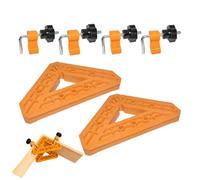 Lot de 6 pinces d'angle réutilisables à 45 degrés pour le travail du bois | Carrés à angle droit avec prise en main rapide et cadre en nylon robuste pour panneaux, maison, découpe et loisirs créatifs