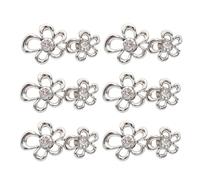 Lot de 6 pinces de serrage multifonction en forme de fleur en strass pour divers tissus, attaches faciles à clipser pour pantalons, installation rapide