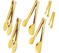 Lot de 6 pinces de service dorées en acier inoxydable 304 de qualité alimentaire pour fête, buffet, barbecue, salade, glace