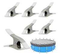 Lot de 6 pinces en métal avec design anti-rayures - Pinces de fixation pour bâche de piscine avec film de protection pour couverture de piscine - Siloplane d'hiver (6 pièces, B)