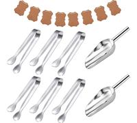 lot de 6 pinces et lot de 2 spatules à glace en acier inoxydable