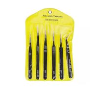 Lot de 6 pinces polyvalentes en acier inoxydable pour la manipulation d'objets fins, excellent pour l'entretien des pièces d'ordinateur, outil de cueillette de strass