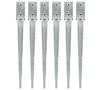 Lot de 6 piquets de sol - 7 x 7 x 75 cm - Ancrage au sol en acier galvanisé - Pour clôture de jardin, arche de rose - Support de poteau