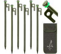 Lot de 6 piquets de tente, piquets stables, piquets de tente de 20 cm résistants à la tempête, camping avec sac de rangement, piquets de terre avec anneau lumineux dans l'obscurité, dur