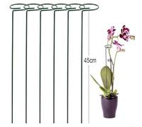 Lot de 6 piquets en métal avec clips pour soutenir les plantes grimpantes - Offre une stabilité pour Amaryllis, orchidées, tomates et autres variétés de jardin (45 cm)