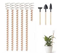 Lot de 6 piquets pour plantes d'électroculture en cuivre de 42 cm, anneaux tenseurs, piquets de jardin en bobine de cuivre pour la culture de légumes et plantes de jardin (6 pièces + 3 petits outils)