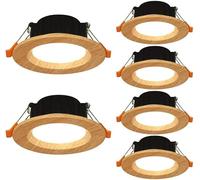 Lot de 6 Plafonniers LED Encastrables Couleur Bois pour Couloir, Allée - Aluminium, 5W/7W, Éclairage Commercial (7W, Lumière Chaude)