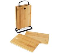 Lot de 6 planches à découper en bois avec support en métal
