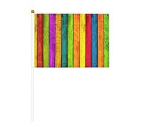 Lot de 6 planches en bois colorées de 14 x 21 cm, agitant le drapeau, cour, salon, concours de fête de vacances.