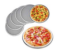 Lot de 6 plaques à pizza rondes en alliage d'aluminium avec trous, écran de cuisson de 30,5 cm de qualité commerciale pour four, plateau à frire rond pour la maison, le restaurant, sans couture (lot