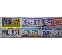 Lot de 6 plaques Américaines Métal 33 x 15 cm : New York, Arizona, Hawaii, Texas, Alabama, Illinois