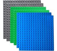Lot de 6 Plaques de Base de Grands Blocs pour Lego Duplo Classic Compatible avec Toutes Les Grandes Marques - Plaque de Base - 25.5x25.5cm, Vert-Bleu-Gris