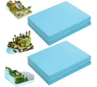 Lot de 6 plaques de mousse rigide, modèle en mousse rigide, plaques en polystyrène pour travaux manuels, fabriquées à la main, plaque en mousse bleue haute densité, modèle de modélisation paysagère
