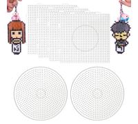 Lot de 6 plaques de perles à repasser de 5 mm - 4 carrés et 2 ronds - En plastique transparent - Plaques pour perles à repasser - Jouet éducatif