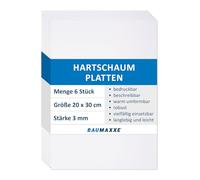 Lot de 6 plaques en mousse rigide PVC blanc I 30 x 20 cm I 3 mm I avec film protecteur sur une face I découpe plastique I usage intérieur et extérieur I az153