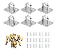 Lot de 6 plaques oculaires en acier inoxydable avec œillet en acier inoxydable avec vis et bouchons en caoutchouc (4 pièces) pour voile d'ombrage, fixation murale, crochet de plafond