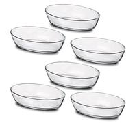 Lot de 6 plat à four oval transparent, moule de cuisson en verre, capacité 700 ml - Longueur 21 x Profondeur 14 x Hauteur 5 cm -JUANIO-