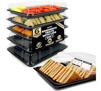 Lot de 6 plateaux de service avec couvercles - Plateau de service de 33 cm avec couvercle - Plats de fête en plastique recyclable robuste pour restauration, buffet, pique-nique et événements