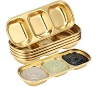 Lot de 6 plateaux d'esthéticienne en acier inoxydable 304, 3 compartiments divisés, 7,9 x 20,6 cm, pour salon de beauté, cosmétique, nail art, usage domestique, rangement