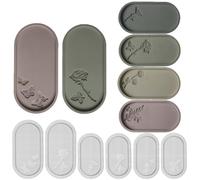 Lot de 6 plateaux ovales en résine de silicone en forme de fleur et de papillon - Moule en silicone époxy - Moule à béton et argile pour tasses, fruits, bonbons, vase de rangement, support de