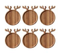 Lot de 6 plateaux rustiques en bois en forme de bois de cerf - Plateaux de Noël pour divertissement de vacances, charcuterie, fromage et collation - Vaisselle festive saisonnière pour fêtes et