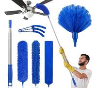Lot de 6 plumeaux en toile d'araignée pour nettoyage avec extension de 254 cm - En microfibre chenille pour ventilateur de plafond haut, stores en toile d'araignée, meubles de voiture, baguette de