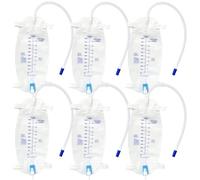 Lot de 6 poches à urine pour les jambes, capacité 1000 ml, poches de drainage urinaire, poches de collecte d'urine, poches de drainage avec 2 sangles, valve et raccord en T