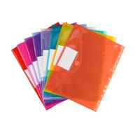 Lot de 6 Pochette Plastique, Pochettes Plastiques Perforées A4, Pochette Couleurs Transparentes Assorties Velcro étiquette Imperméable - Dimensions 24 X 31 Cm Pour Format A4