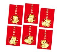 Lot de 6 pochettes de portefeuille - Motif chevaux - Motif : zodiacs chinois - 2026 - Emballage d'emballage cadeau décoratif - Design envoi de cheval de bon augure - Paquets rouges