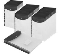 Lot de 6 pochettes perforées en plastique A4, 11 trous, extensibles pour classeurs à 2/3/4 anneaux avec bouton pression et étiquette, feuilles mobiles transparentes pour bureau, école, maison