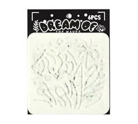 Lot de 6 pochoirs à dessin pour enfants sur le thème des créatures marines 12,7 x 12,7 cm pour la fabrication de cartes, panneaux en bois, décoration murale, modèles PET