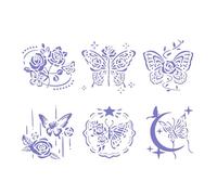 Lot de 6 pochoirs à fleurs, papillons, modèles de dessin creux pour projets, modèle de coloriage réutilisable, pochoir de dessin papillon
