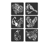 Lot de 6 pochoirs à thème zoos creux pour peinture, livre de coloriage, thèmes, dessin, journal, série animale